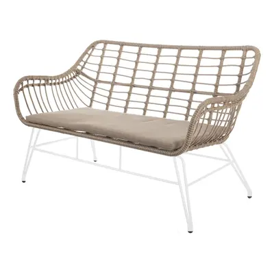 Garden sofa Ariki 121 x 62 x 76 cm synthetic rattan Steel White