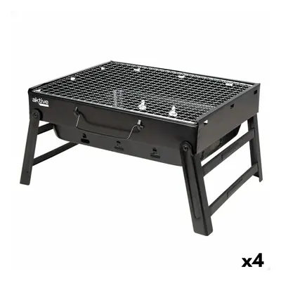 Barbecue Portable Aktive Rectangular Black Steel 40 x 20 x 28 cm