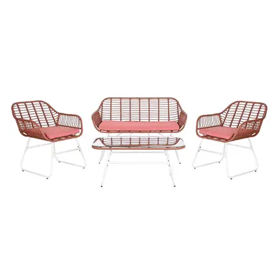 Table Set with 3 Armchairs DKD Home Decor 124 x 74 x 84 cm Metal synthetic rattan