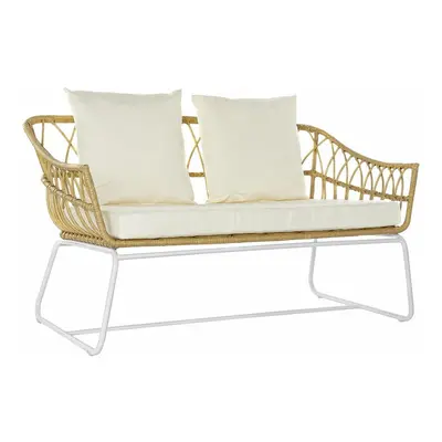 Garden sofa DKD Home Decor White Metal synthetic rattan (132 x 58 x 80 cm)