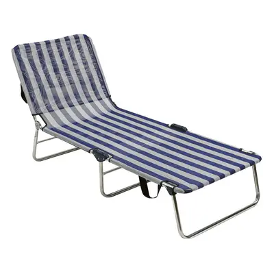 Beach sunbed Alco Multi-position White Navy Blue