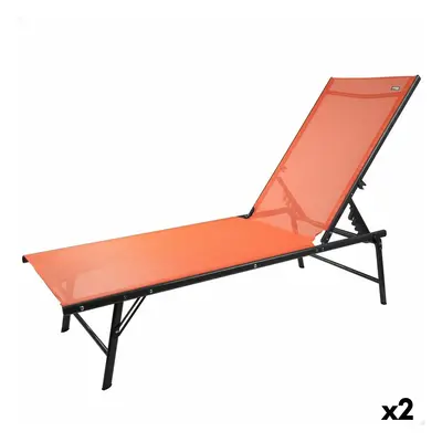 Reclining lounder Aktive Orange 180 x 35 x 49 cm (2 Units)