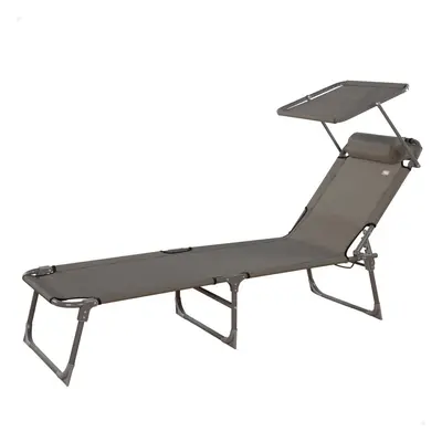 Sun-lounger Aktive Foldable Parasol Grey 193 x 30 x 53 cm