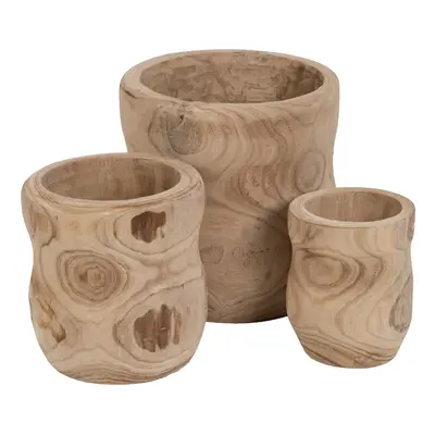 Set of Planters Natural Paolownia wood 44 x 44 x 46 cm (3 Units)