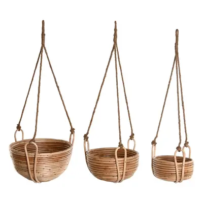 Set of Planters Home ESPRIT Natural wicker Rope 31 x 31 x 23 cm (3 Pieces)