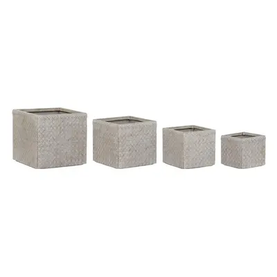 Set of Planters Home ESPRIT Beige Fiberglass Magnesium 44.5 x 44.5 x 42.5 cm (4 Units)