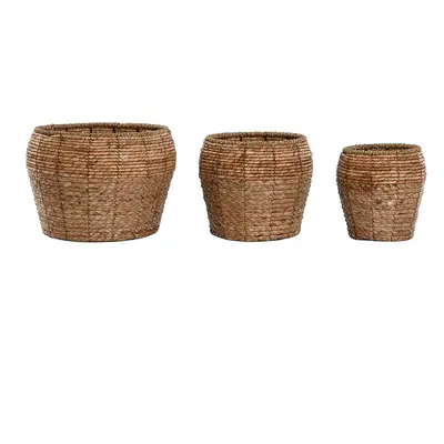 Set of Planters Home ESPRIT Natural Metal Fibre Tropical 32 x 32 x 25 cm