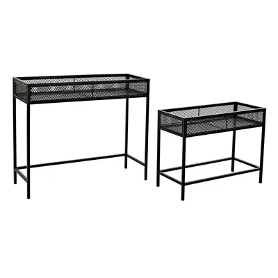 Set of Planters Home ESPRIT Black Metal 70 x 25 x 60 cm