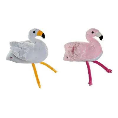 Fluffy toy DKD Home Decor White Pink Children's Pink flamingo 34 x 25 x 27 cm (2 Units)