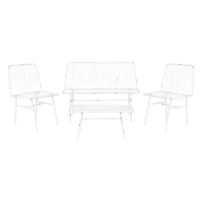 Table Set with 3 Armchairs Home ESPRIT White Metal 115 x 53 x 83 cm