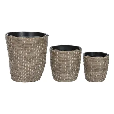 Set of Planters Home ESPRIT polypropylene rattan 40 x 40 x 45 cm