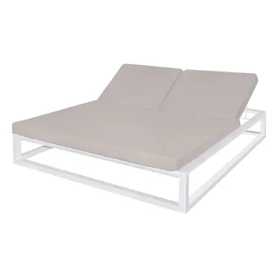 Sun-lounger Luana Double 180 x 200 x 43 cm White Steel Grey