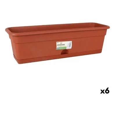 Planter with Dish Dem Greentime Rectangular Brown 60 x 20 x 17.3 cm (6 Units)