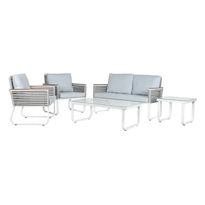 Table Set with 3 Armchairs Home ESPRIT Grey Steel Polycarbonate 128 x 69 x 79 cm