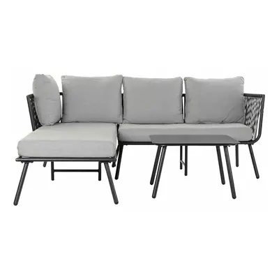 Garden sofa DKD Home Decor Black Metal Aluminium Rope 30 x 40 cm 192 x 163 x 86 cm