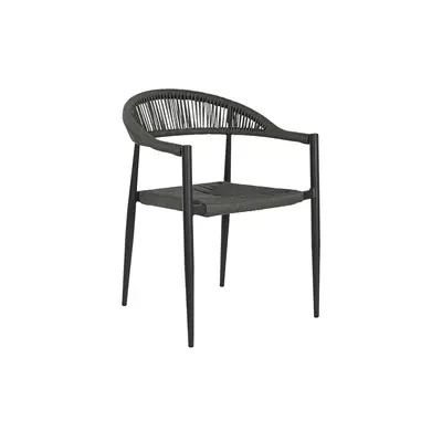 Garden chair Home ESPRIT Black Dark grey Aluminium Rattan 56 x 60 x 78 cm