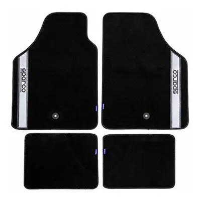 Car Floor Mat Set Sparco Black/Silver Gray Silver Carpet (4 pcs)