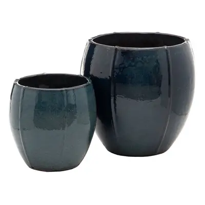 Set of Planters Ceramic Blue 55 x 55 x 55 cm (2 Units)