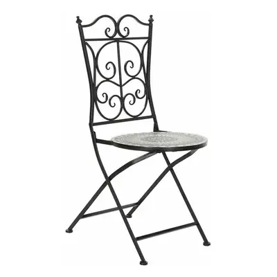 Garden chair DKD Home Decor Black 39 x 50 x 93 cm Ceramic Multicolour Ironwork (39 x 50 x 93 cm)