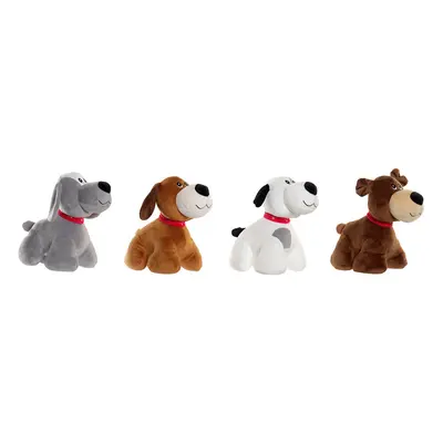 Fluffy toy Home ESPRIT White Brown Grey Polyester Dog 22 x 21 x 26 cm (4 Units)