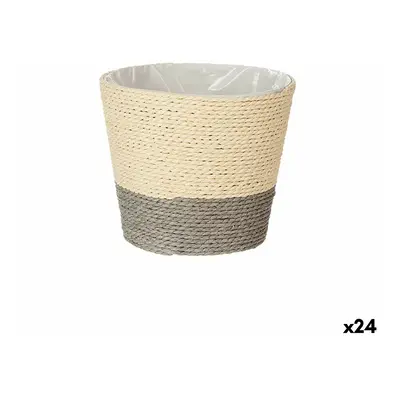 Planter Ibergarden 86439 Gray Natural Rope Plastic 15 x 15 x 14 cm (24 Units)