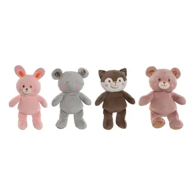 Fluffy toy Home ESPRIT Brown Grey Pink Polyester Animal 28 x 22 x 32 cm (4 Units)