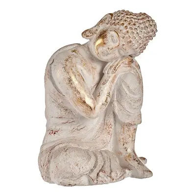 Decorative Garden Figure Buddha White/Gold Polyresin (28,5 x 43,5 x 37 cm)