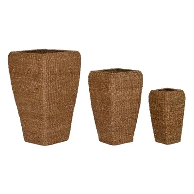 Set of Planters Home ESPRIT Natural Metal Natural Fiber 40 x 40 x 70 cm (3 Pieces)