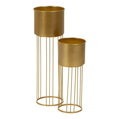 Set of Planters Golden Iron 22.5 x 22.5 x 69.2 cm