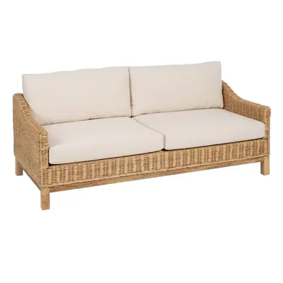 Garden sofa Natural Mango wood Foam Natural Fibre 180 x 86 x 80 cm