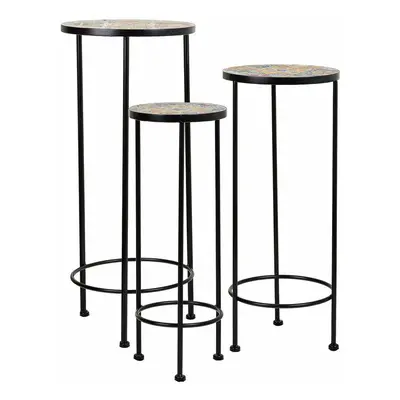 Flower Pot Stand Alexandra House Living Black Iron Tile 30 x 68 x 30 cm 3 Pieces