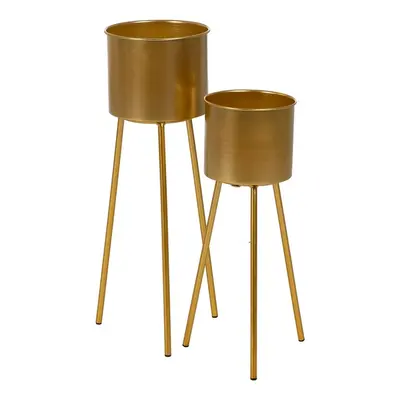 Set of Planters Golden Iron 28 x 24 x 69 cm