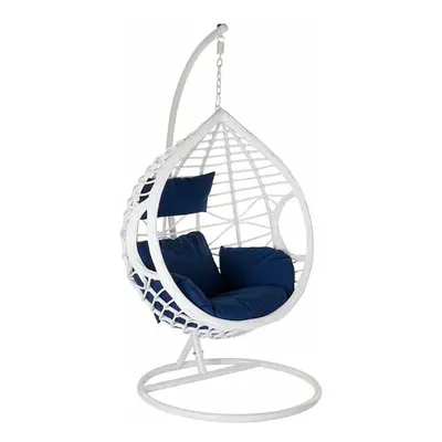 Hanging garden armchair DKD Home Decor Navy Blue White Aluminium synthetic rattan 90 x 70 x 110 