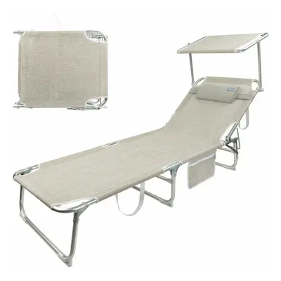 Beach sunbed Colorbaby Foldable Beige 188 x 58 x 30 cm