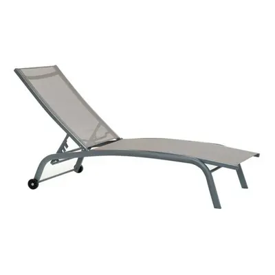 Sun-lounger DKD Home Decor With wheels Grey PVC Aluminium (187,5 x 64 x 97 cm)