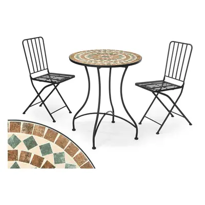 Table and 2 chairs Ibergarden Mosaico-Forja Brown Black