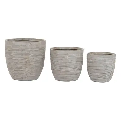 Set of Planters Home ESPRIT Beige Fiberglass Magnesium 45 x 45 x 43 cm (3 Units)