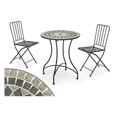 Table and 2 chairs Ibergarden Mosaico-Forja Black Grey