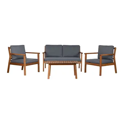 Table Set with 3 Armchairs Home ESPRIT Brown Grey Acacia 120 x 72 x 75 cm