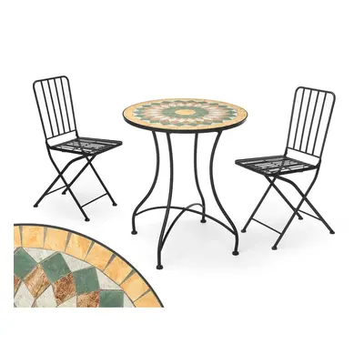 Table and 2 chairs Ibergarden Mosaico-Forja Black Ocre