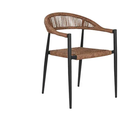 Chair Home ESPRIT Brown Black Aluminium Rattan 56 x 60 x 78 cm