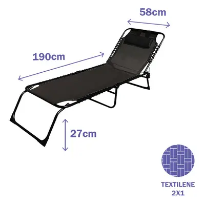 Sun-lounger Marbueno Black 190 x 27 x 58 cm Casual