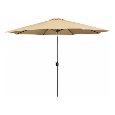 Marbueno Parasol Acero 8 Varillas 270 cm Poliéster Marrón Jardín Piscina 10482