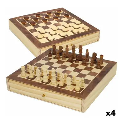 Chess and Checkers Board Colorbaby Drawer Wood (4 Units)