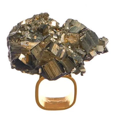 Art Ring Pyrite Crystal