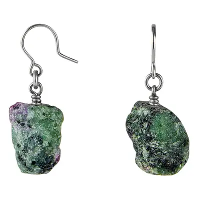 The Raw One Earrings Ruby Zoisite