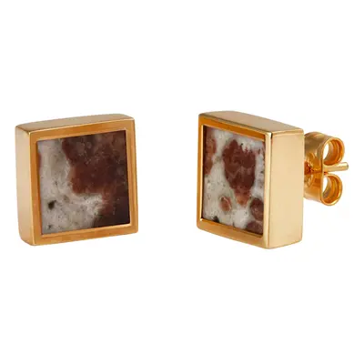 Mondrian Stud Earrings Garnet in Limestone