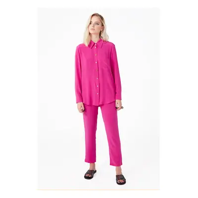 Smith Fuchsia Silk Boyfriend Shirt