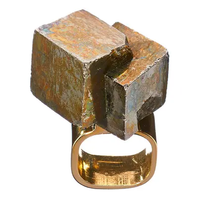 Roxx Pyrite Double Cube Ring