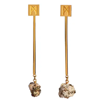 The “M” Convertible Calcite Pyrite Earrings